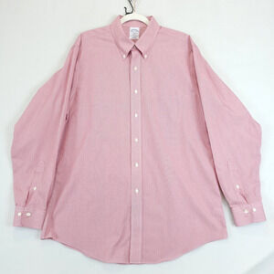 Brooks Brothers Regent 1818 Pin Check Plaid Button Down Shirt Men 16.5 Red White